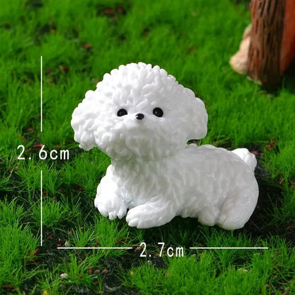 Miniature Bichon Frise Dog Figurines for Fairy Garden, Home Decor, and Kids' Rooms