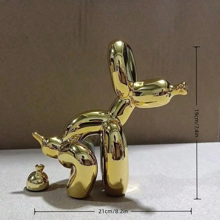 Contemporary Decorative Balloon Dog Sculpture for Living Room, Farmhouse, Bedroom, and Office Cabinet in Wood Finish