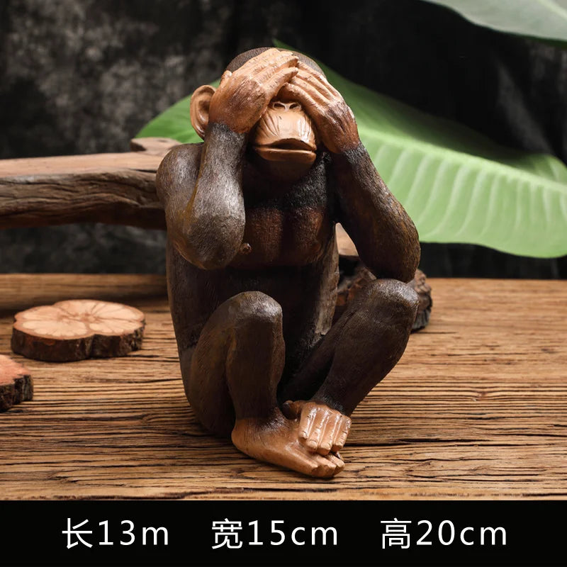 Nordic-Inspired Resin Gorilla Sculpture for Retro Cafe and Bar Decor - Unique Gift for Friends