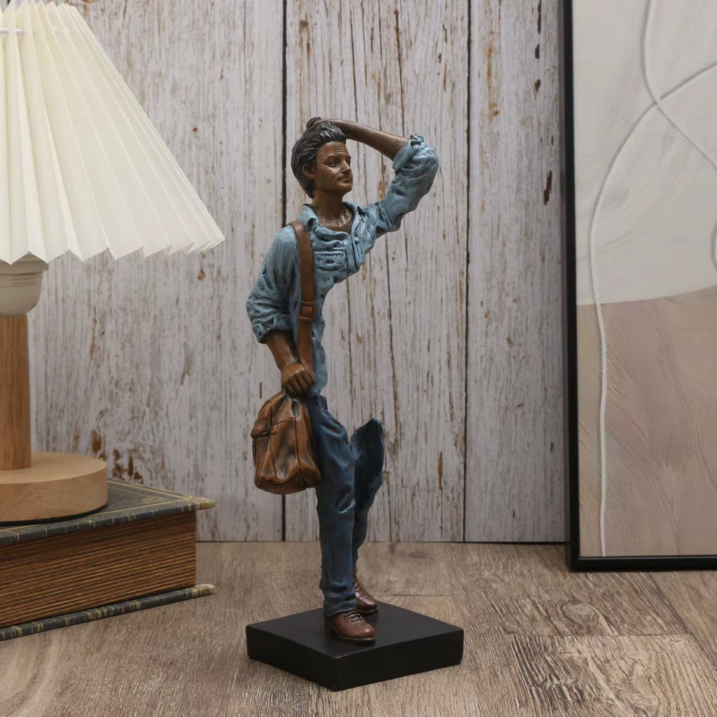 Traveler Sculpture - Abstract Resin Decorative Accent for Home and Office, Suitable for Indoor and Outdoor Use
