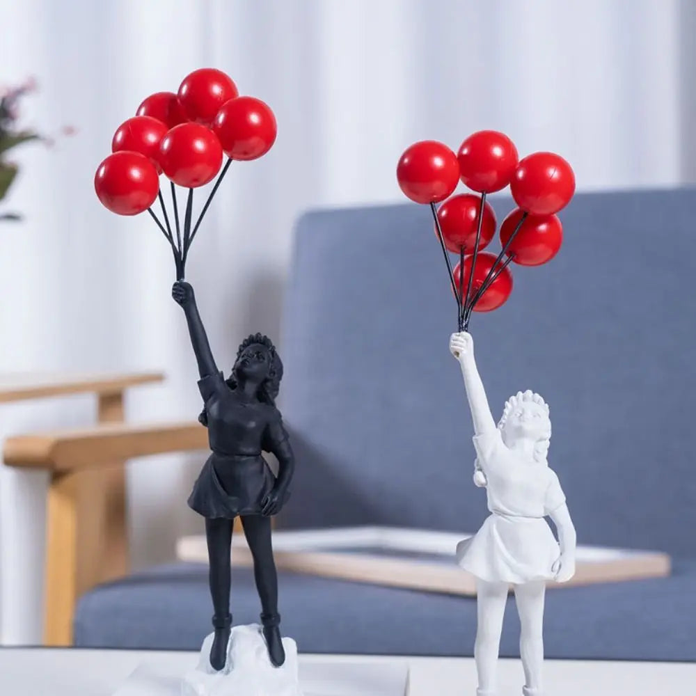 Resin Banksy-Inspired Flower Thrower Figurine - Decorative Sculpture for Home and Office Art Collection