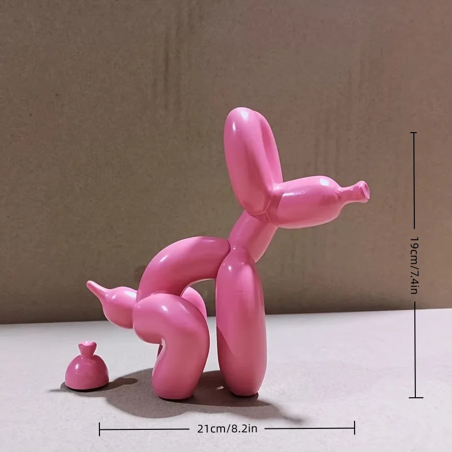 Contemporary Decorative Balloon Dog Sculpture for Living Room, Farmhouse, Bedroom, and Office Cabinet in Wood Finish