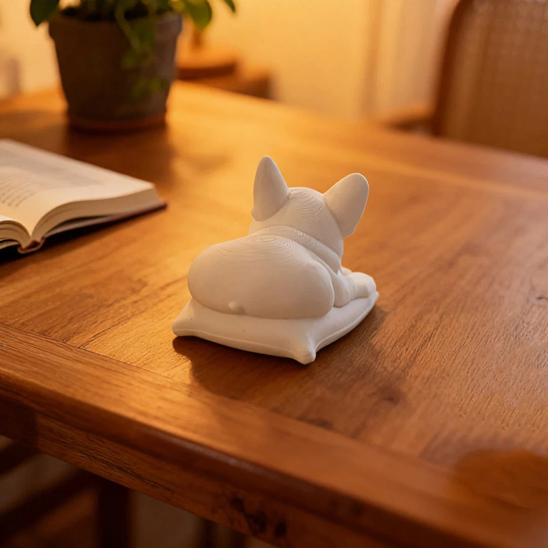 Minimalist White Bulldog Desktop Ornament - Miniature Dog Decoration for Home, Bedroom, and Office