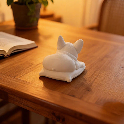 Minimalist White Bulldog Desktop Ornament - Miniature Dog Decoration for Home, Bedroom, and Office