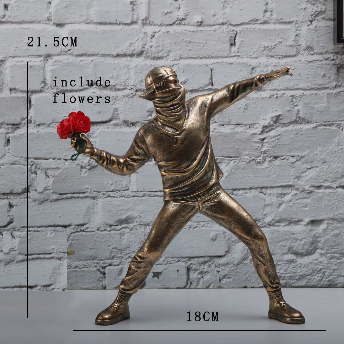 Banksy-Inspired Resin Flower Thrower Statue - Modern Home Decor Collectible Sculpture