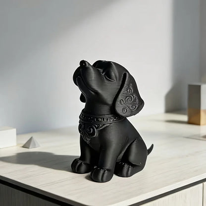 Elegant Carved Puppy Sitting Ornament for Home and Office Decor, Ideal for Christmas and Birthday Gifting