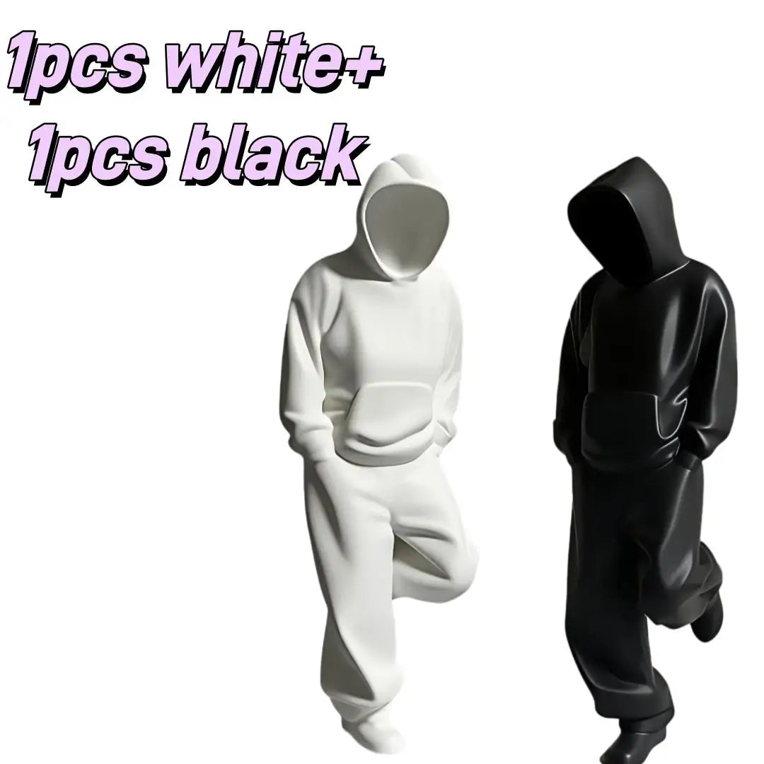 Faceless Thinker Model Set (1 or 2 Pieces) – Black & White Decorative Accent for Computer Desks and Hallway Displays