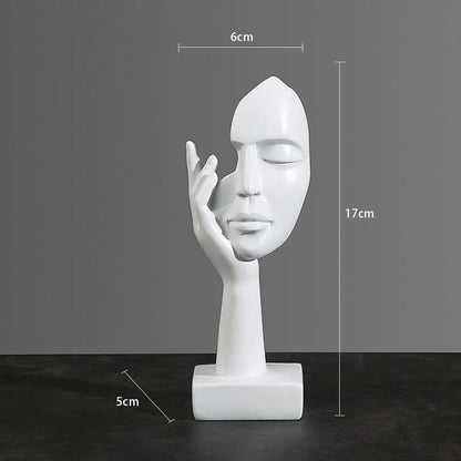 Nordic Abstract Resin Face Character Figurines for Office Home Decor