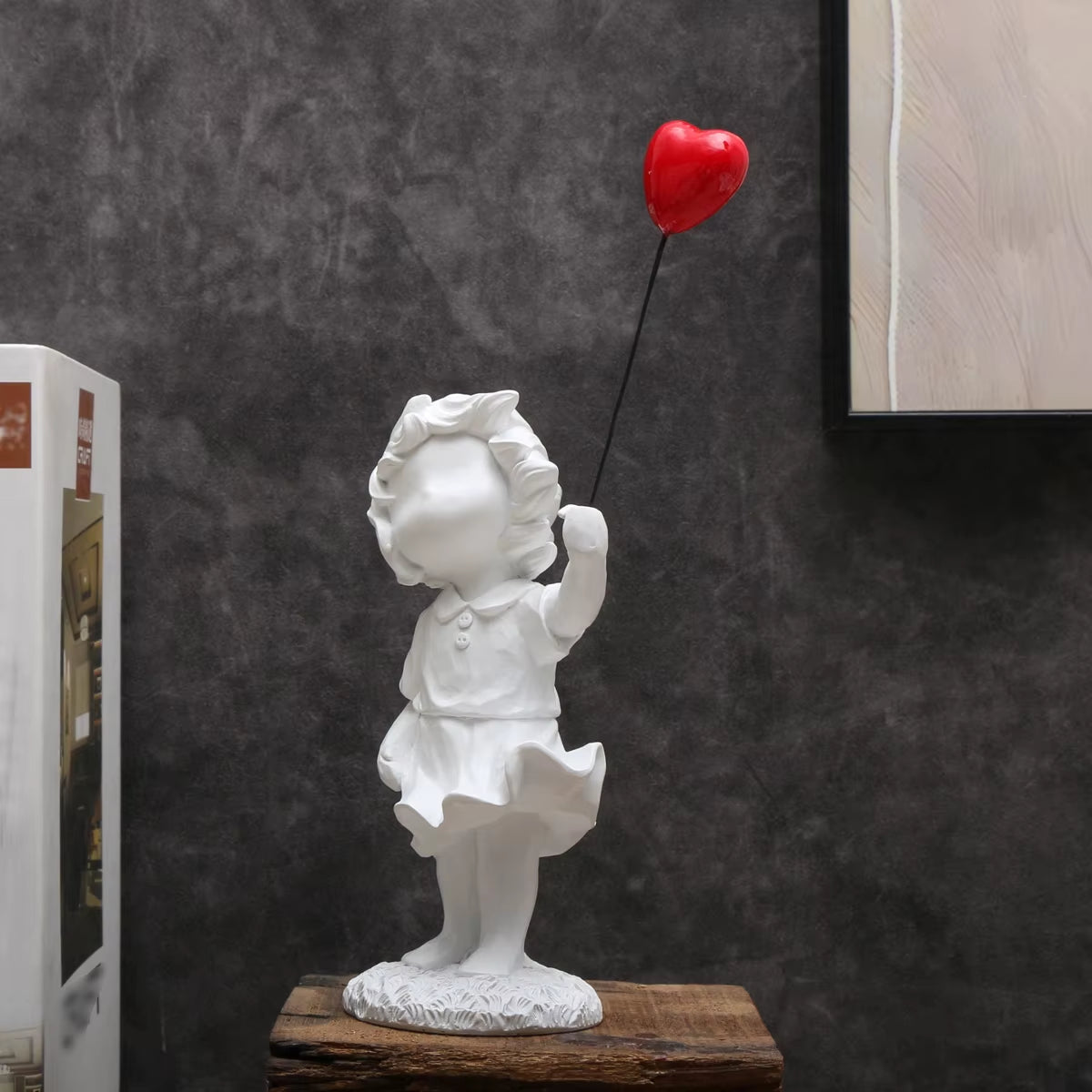 Banksy-Inspired Heart Balloon and Flying Girl Modern Sculpture for Home Décor
