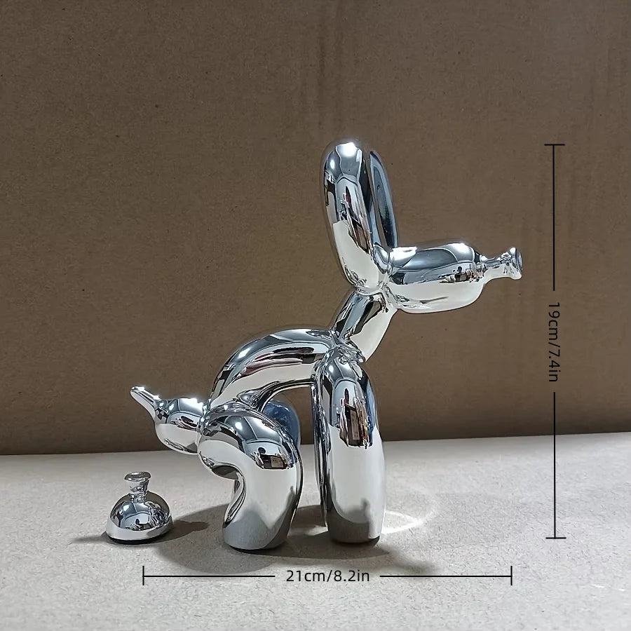 Contemporary Decorative Balloon Dog Sculpture for Living Room, Farmhouse, Bedroom, and Office Cabinet in Wood Finish