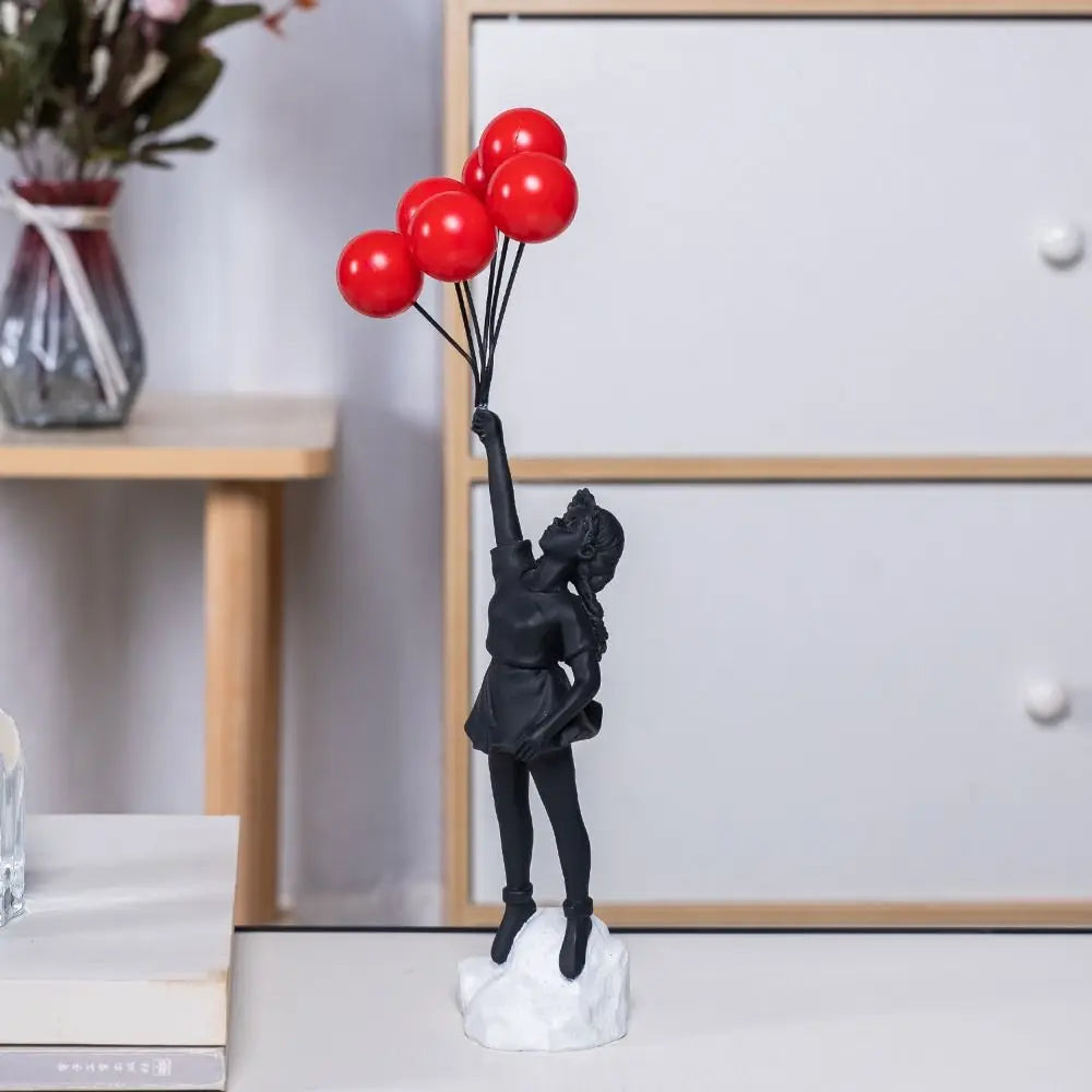 Resin Banksy-Inspired Flower Thrower Figurine - Decorative Sculpture for Home and Office Art Collection