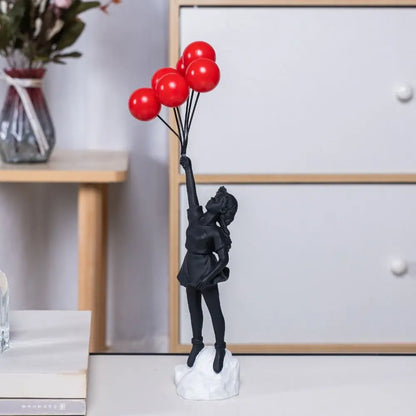 Resin Banksy-Inspired Flower Thrower Figurine - Decorative Sculpture for Home and Office Art Collection