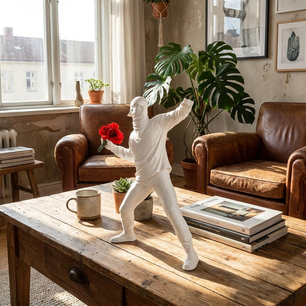 Banksy-Inspired Resin Flower Thrower