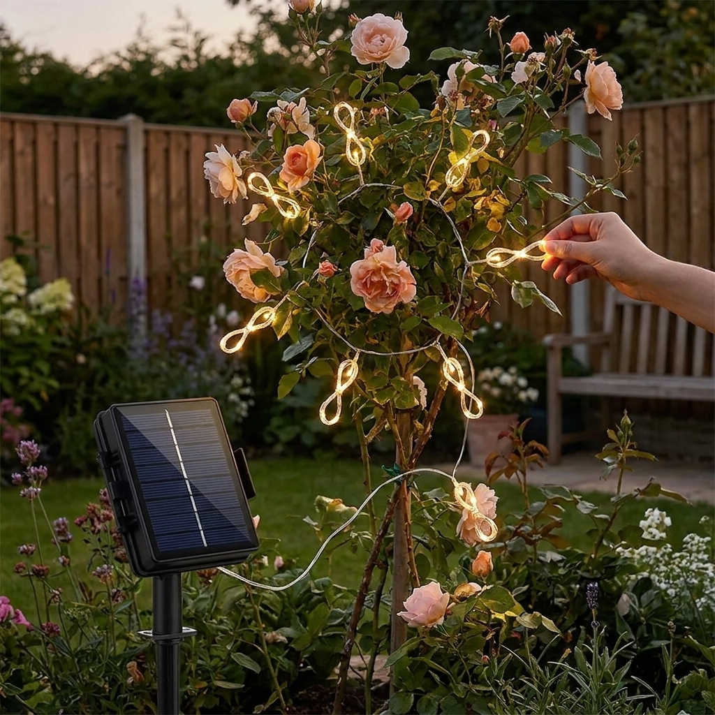 Solar-Powered LED Umbrella String Lights