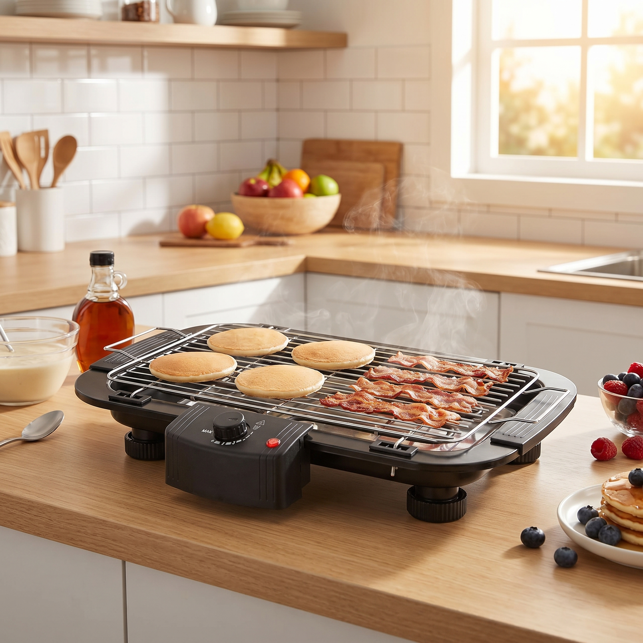 2000W Multifunction Electric Griddle cooking breakfast
