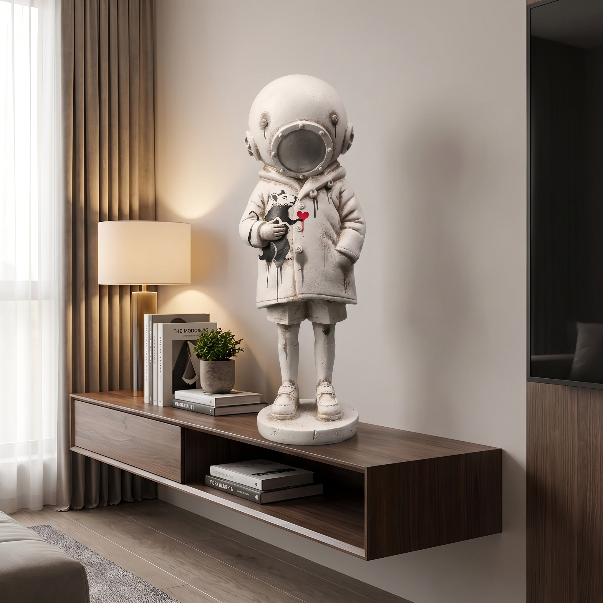 Banksy Deepsea Girl Figurine on a shelf