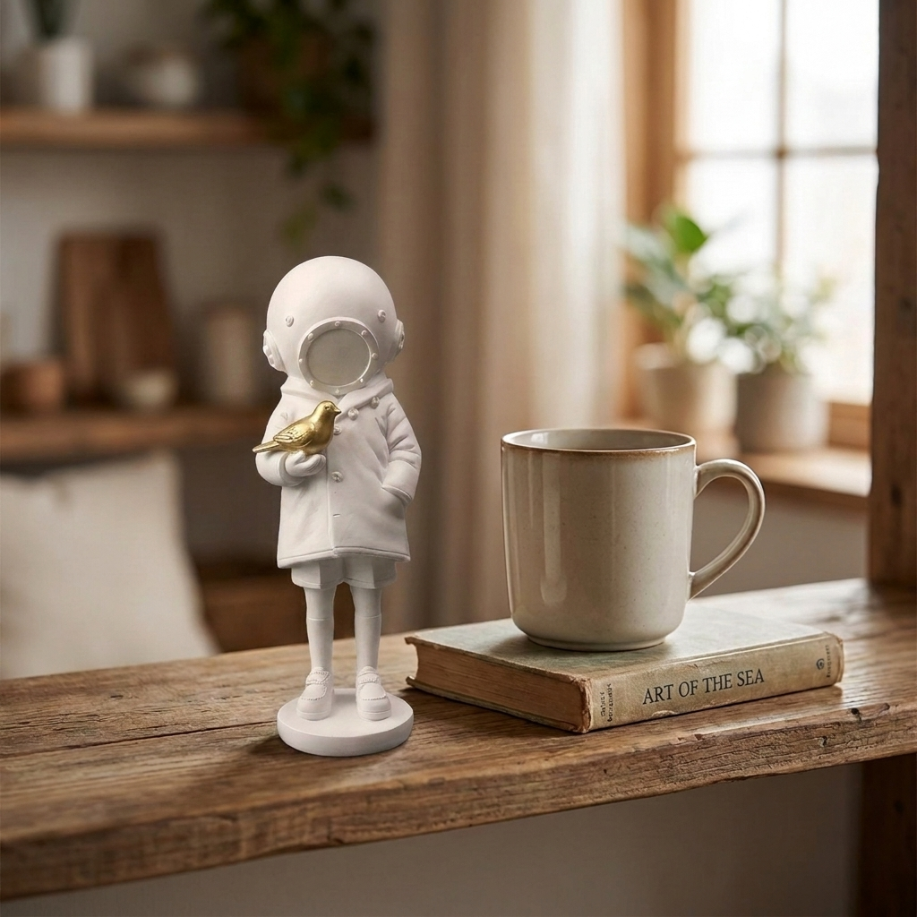 Banksy Deepsea Girl Figurine White with Bird variant