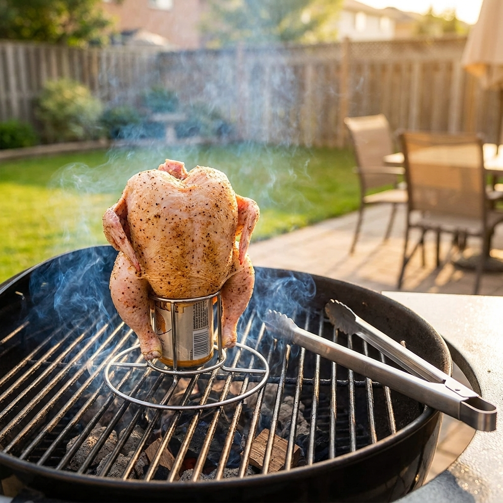 Beer Can Chicken Holder for Grill and Smoker — lifestyle