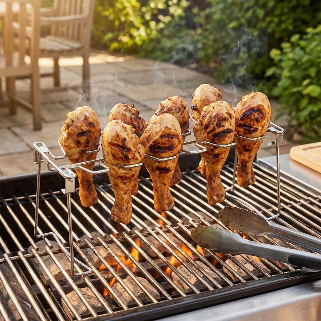 Stainless Steel BBQ Chicken Leg Rack — lifestyle