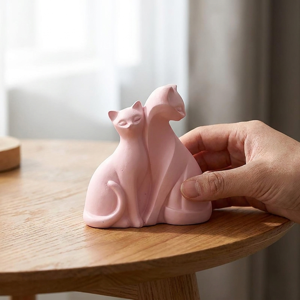 Resin Couples Cat Statues - detail