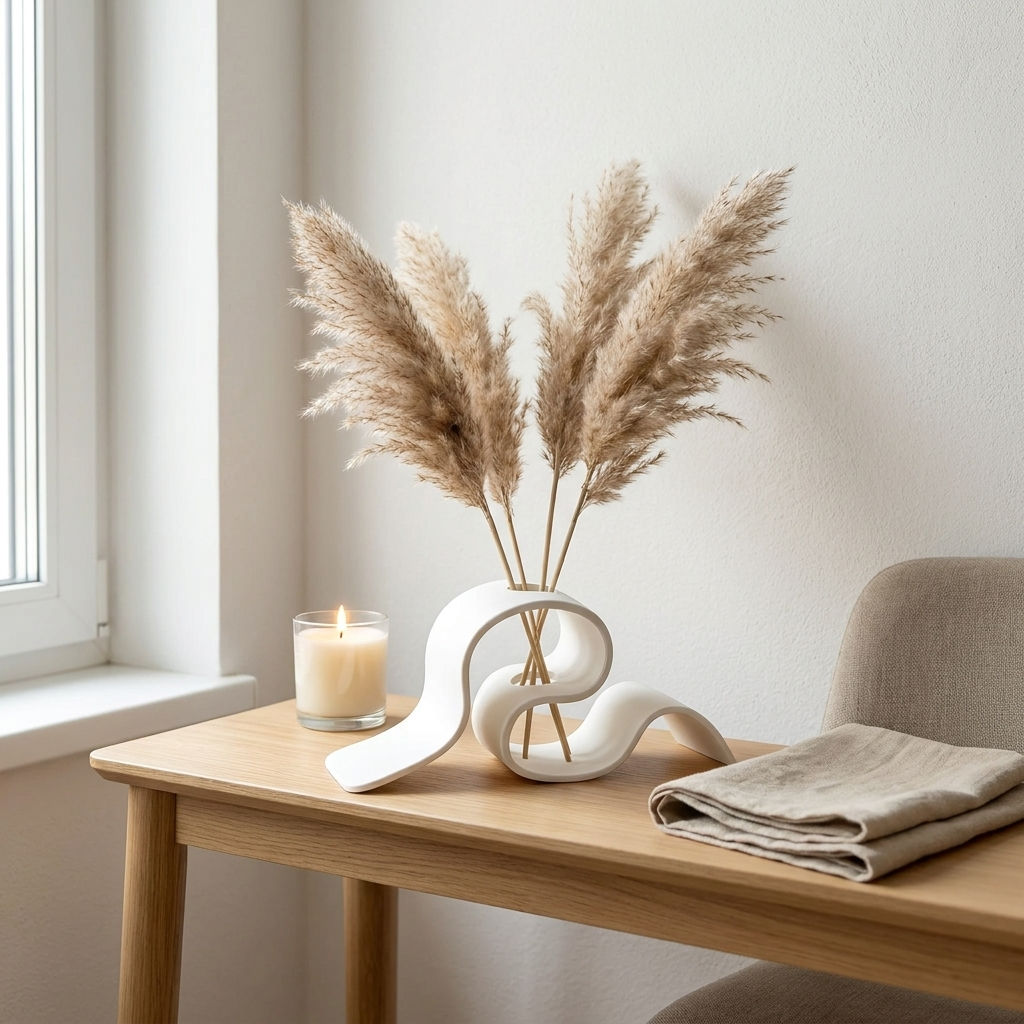 Modern Curved 3D Printed Vase - lifestyle hero