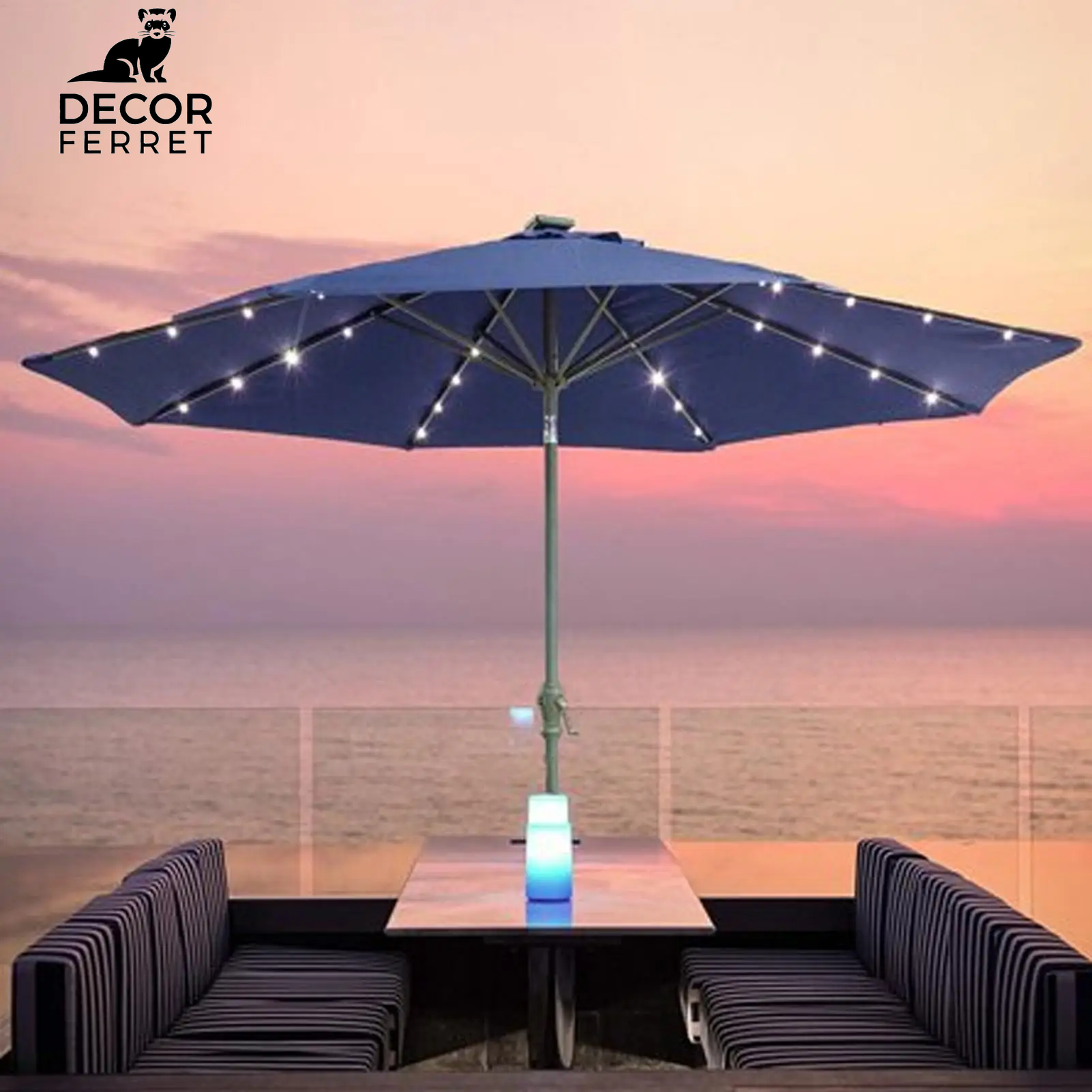 Solar-Powered LED Umbrella String Lights with 8 Lighting Modes