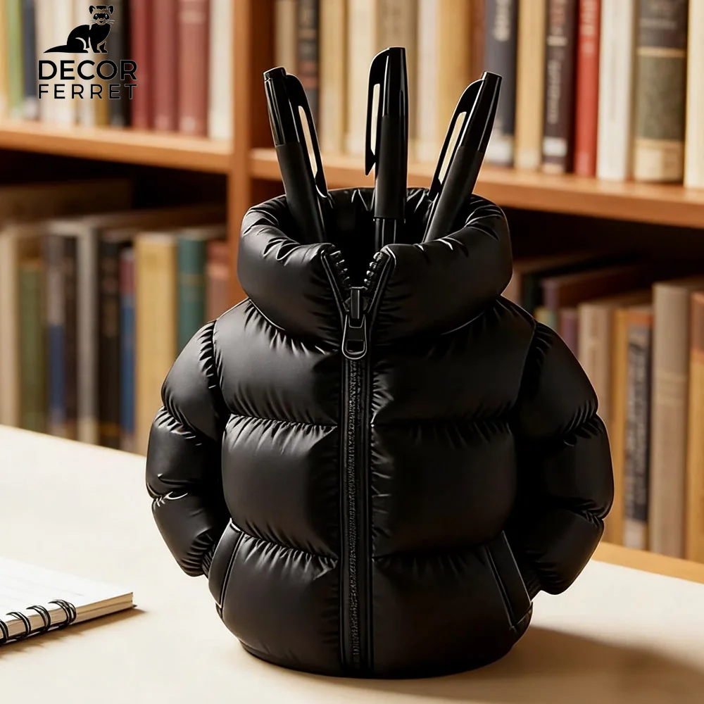 Cute 3D Printed down Jacket Design Pen Holder Creative Storage Desk Decoration Creative Desktop Storage Organizer