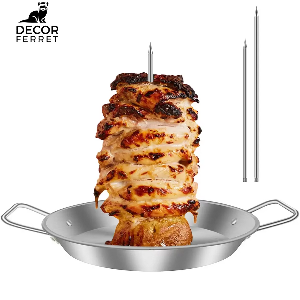 BBQ Vertical Meat Skewer Stainless Steel Roasting Meat Spit Skewers Brazilian Spikes Barbecue Grilling Rack Kitchen Accessories