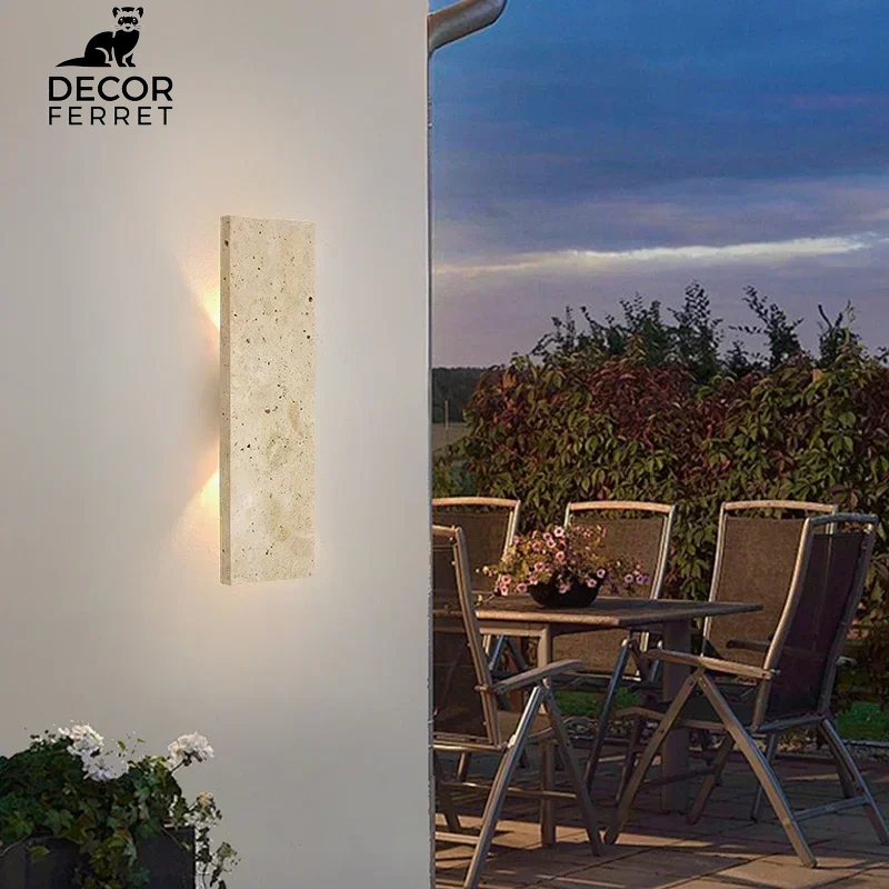 Outdoor Waterproof LED Wall Lamp with Natural Stone Design