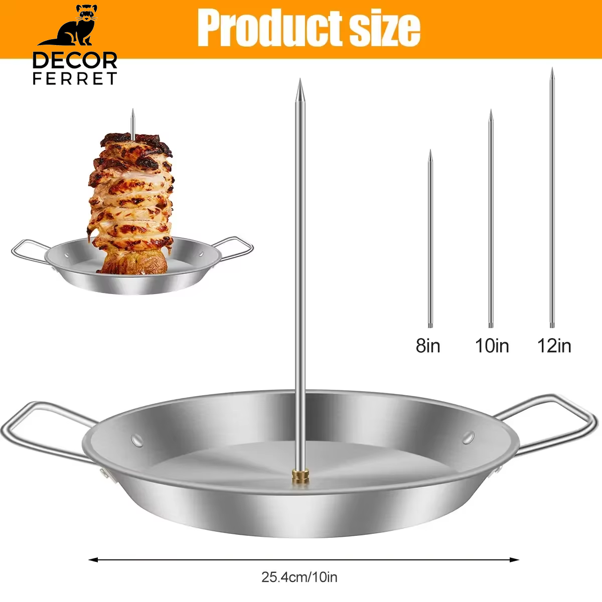 BBQ Vertical Meat Skewer Stainless Steel Roasting Meat Spit Skewers Brazilian Spikes Barbecue Grilling Rack Kitchen Accessories