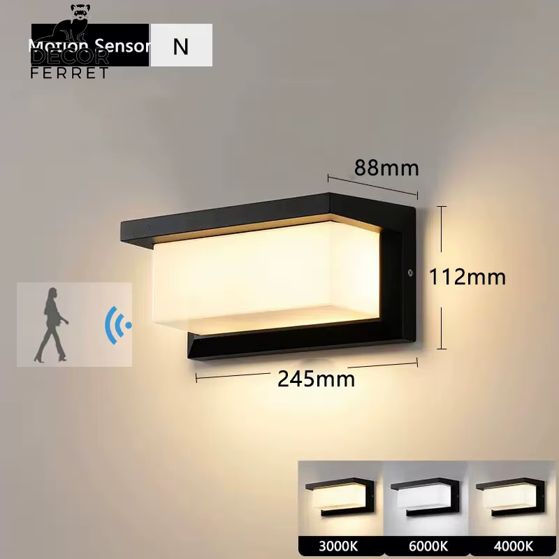 LED Outdoor Wall Light with Motion Sensor - Waterproof Porch and Garden Lighting