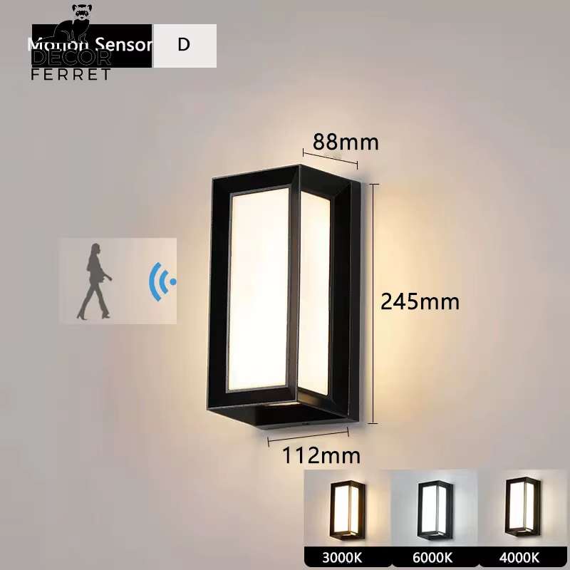 LED Outdoor Wall Light with Motion Sensor - Waterproof Porch and Garden Lighting