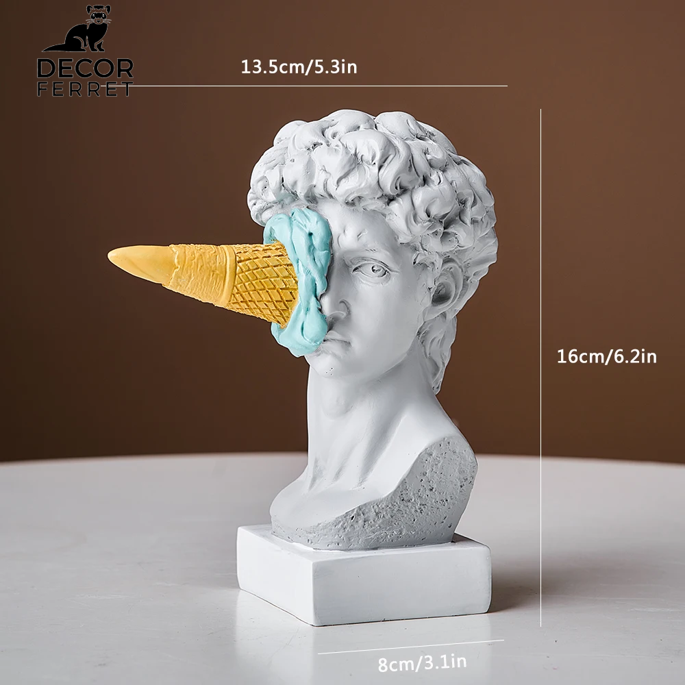 Modern Nordic Figure Ornament Ice Cream David Figurine Home Decor Sculpture Office Bookshelf Desktop Art Decoration David Statue