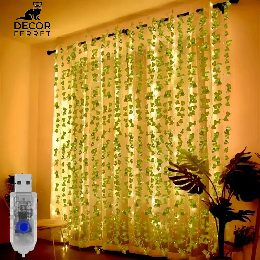 3M 100 LED USB Ivy Leaf Curtain String Lights for Indoor and Outdoor Decor