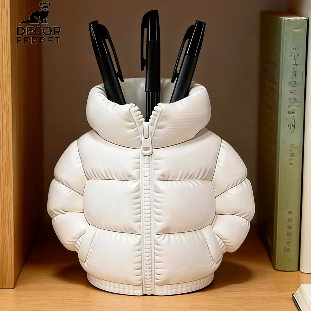 Cute 3D Printed down Jacket Design Pen Holder Creative Storage Desk Decoration Creative Desktop Storage Organizer