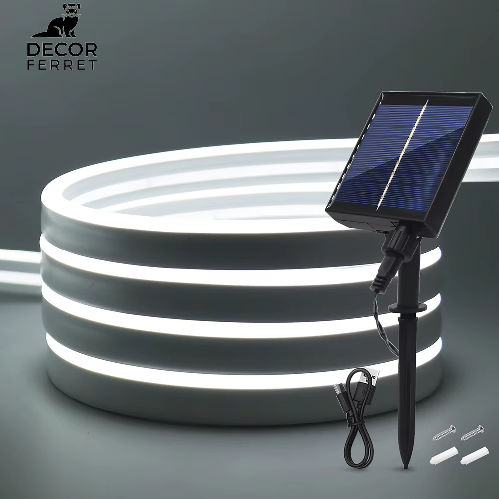 24V Waterproof Solar Neon Light Strip with 8 Modes, 120 LEDs