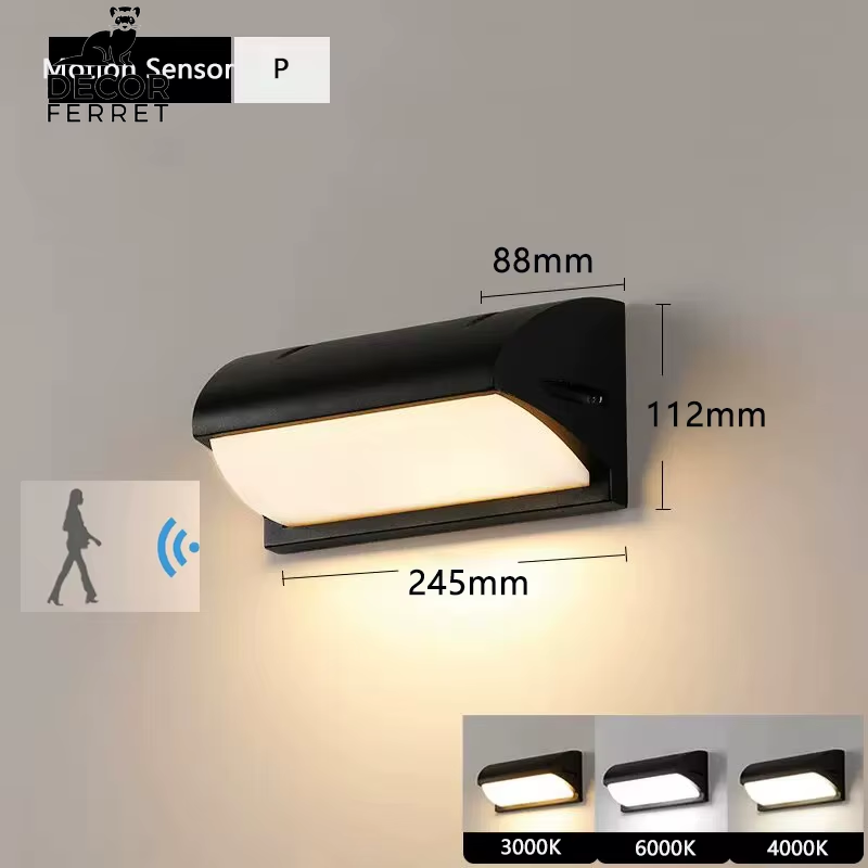 LED Outdoor Wall Light with Motion Sensor - Waterproof Porch and Garden Lighting