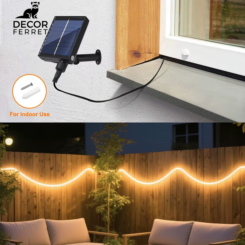 24V Waterproof Solar Neon Light Strip with 8 Modes, 120 LEDs