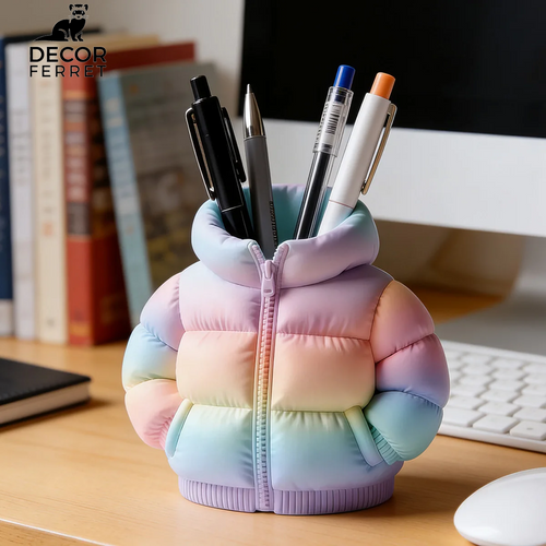 Cute 3D Printed down Jacket Design Pen Holder Creative Storage Desk Decoration Creative Desktop Storage Organizer
