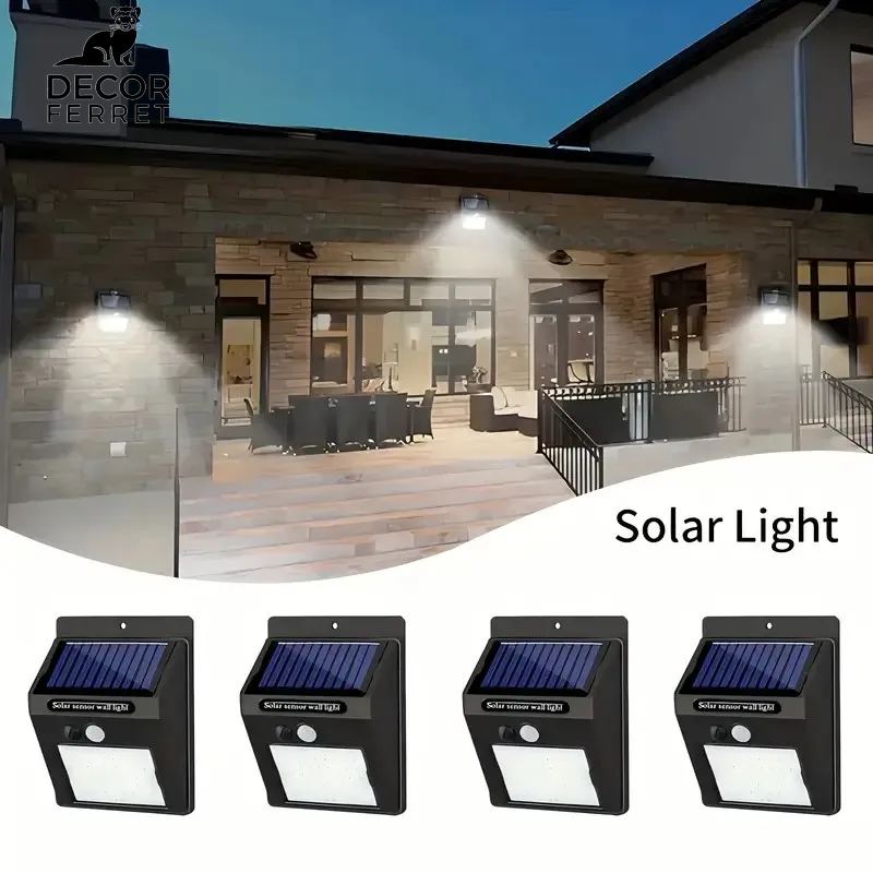 Solar Wall Light with Motion Sensor - Outdoor Waterproof 20 LEDs for Garden and Doorway Lighting (1 or 4 Pieces)