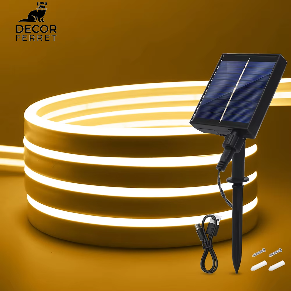 24V Waterproof Solar Neon Light Strip with 8 Modes, 120 LEDs