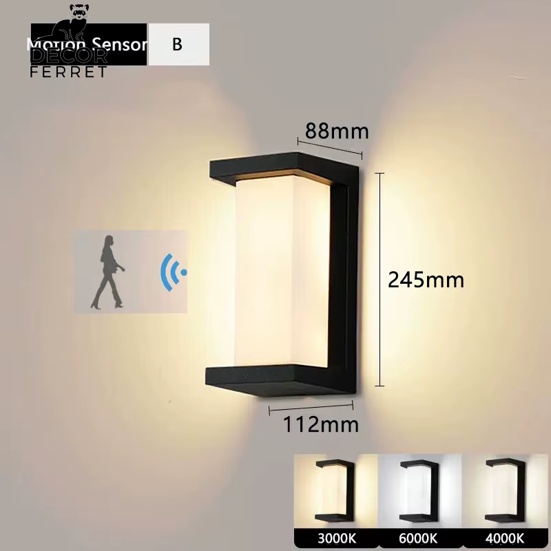 LED Outdoor Wall Light with Motion Sensor - Waterproof Porch and Garden Lighting