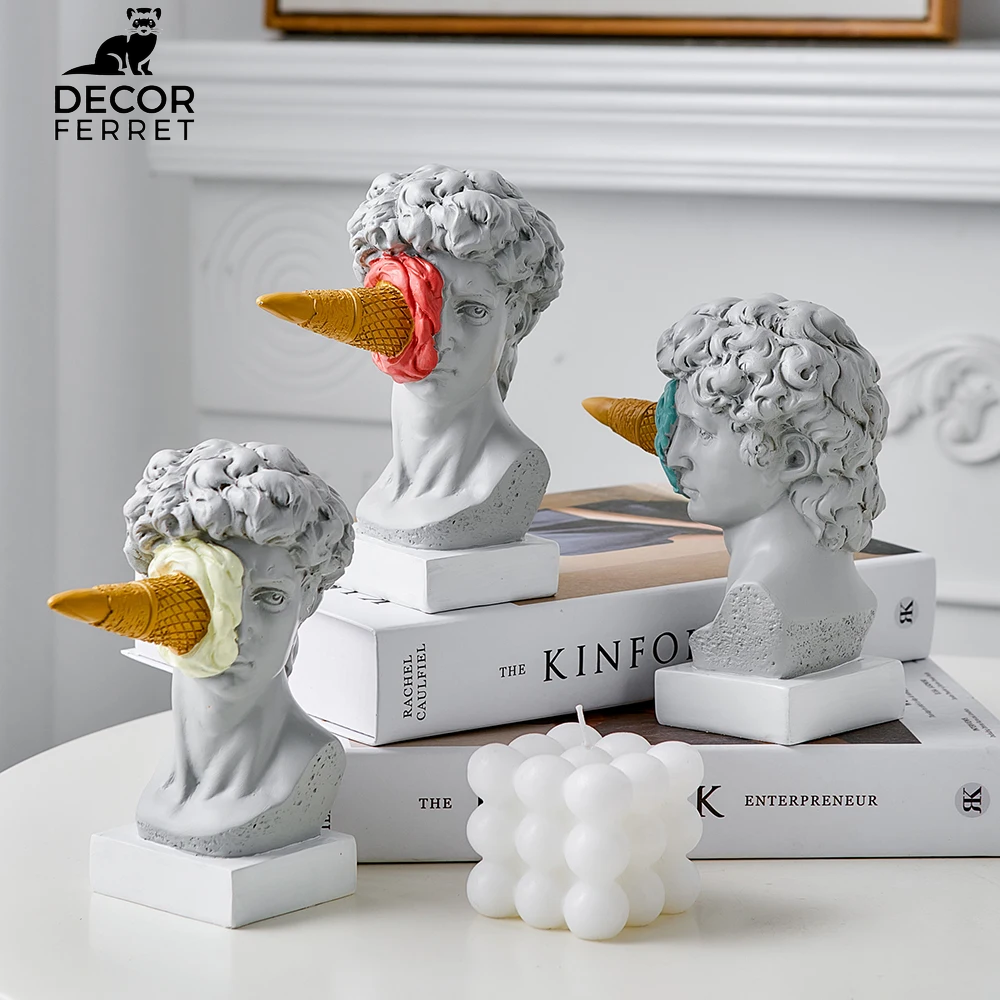 Modern Nordic Figure Ornament Ice Cream David Figurine Home Decor Sculpture Office Bookshelf Desktop Art Decoration David Statue