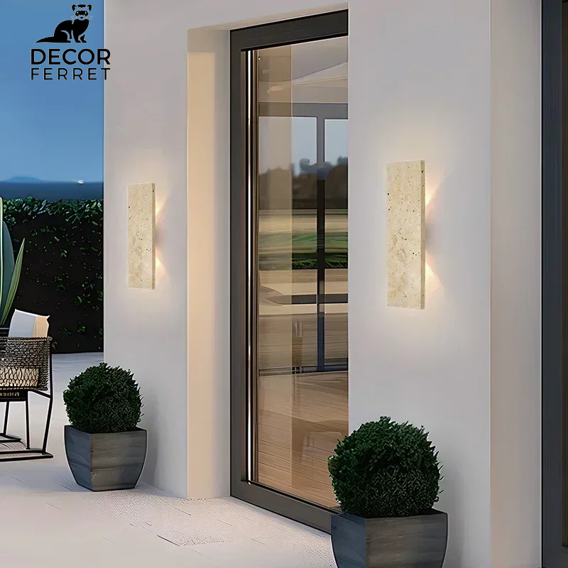 Outdoor Waterproof LED Wall Lamp with Natural Stone Design