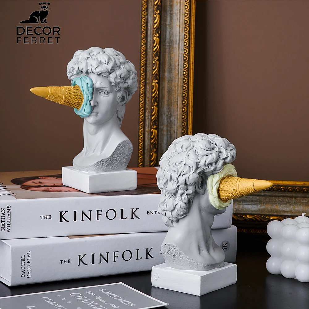 Modern Nordic Figure Ornament Ice Cream David Figurine Home Decor Sculpture Office Bookshelf Desktop Art Decoration David Statue