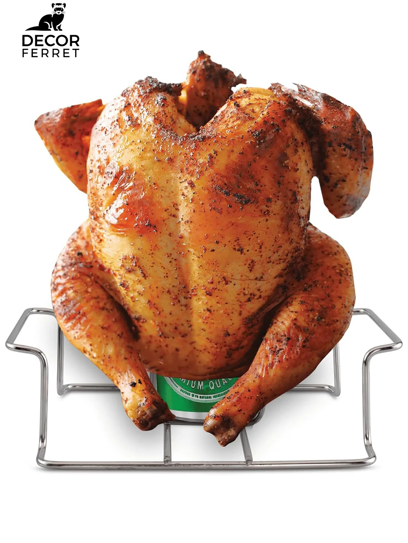 Beer Can Chicken Holder for Grill and Smoker, Premium Grade Stainless Steel Beer Chicken Stand with Handle