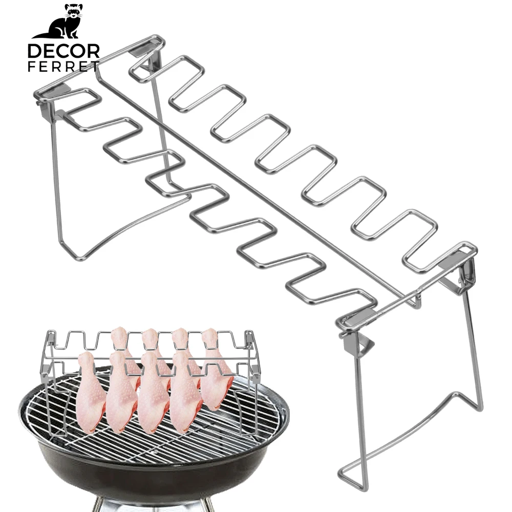 Non-Stick Stainless Steel Grilling BBQ Roast Rack Roast Chicken Leg Rack