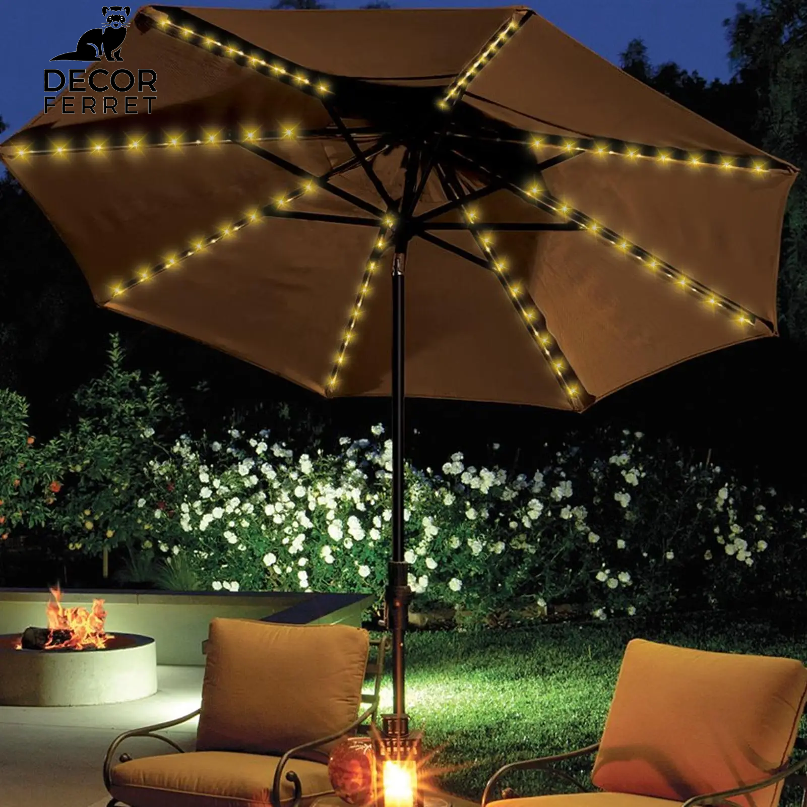 Solar-Powered LED Umbrella String Lights with 8 Lighting Modes