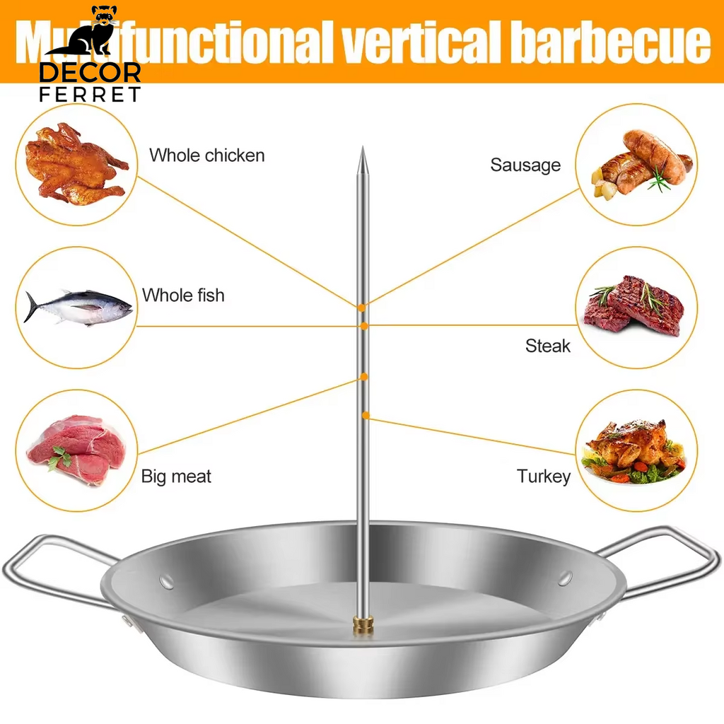 BBQ Vertical Meat Skewer Stainless Steel Roasting Meat Spit Skewers Brazilian Spikes Barbecue Grilling Rack Kitchen Accessories