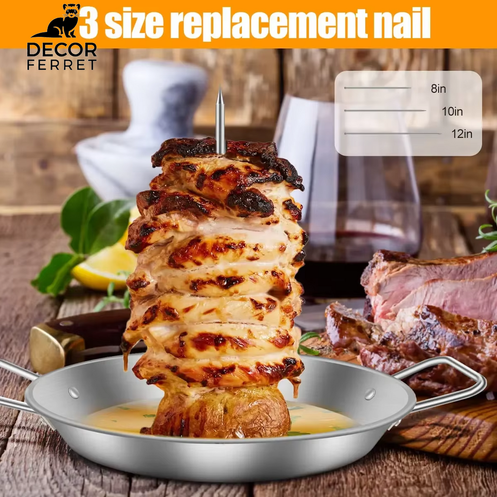 BBQ Vertical Meat Skewer Stainless Steel Roasting Meat Spit Skewers Brazilian Spikes Barbecue Grilling Rack Kitchen Accessories